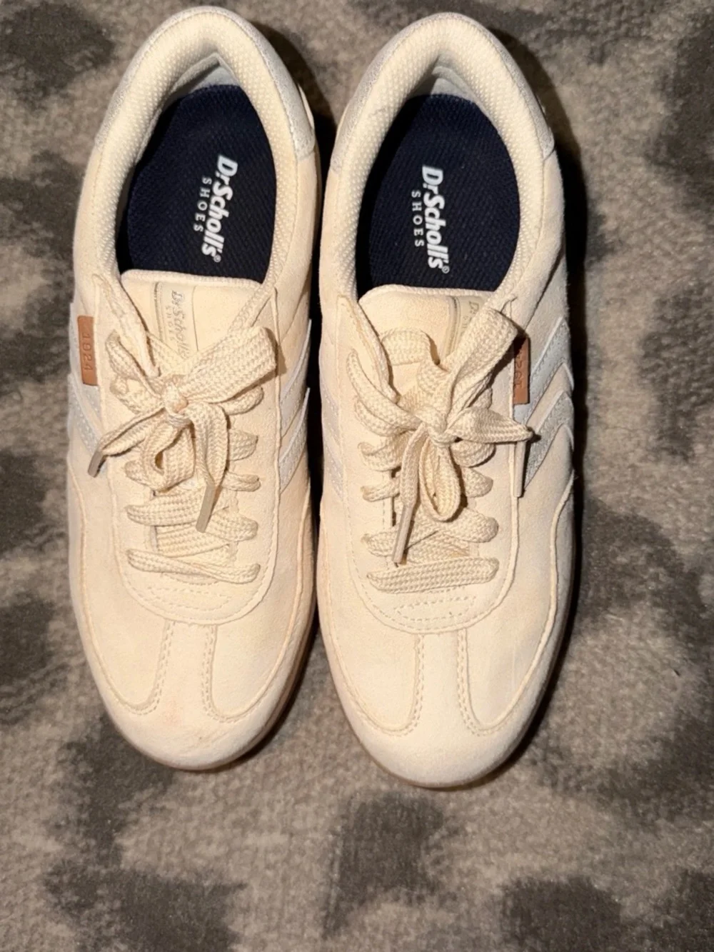Neutral Suede Lace-Up Sneakers in Cream
